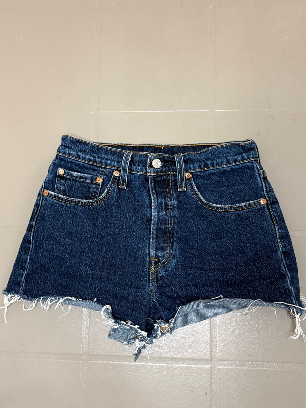 Levi's Dark Blue High-Rise Denim Cutoff Shorts
